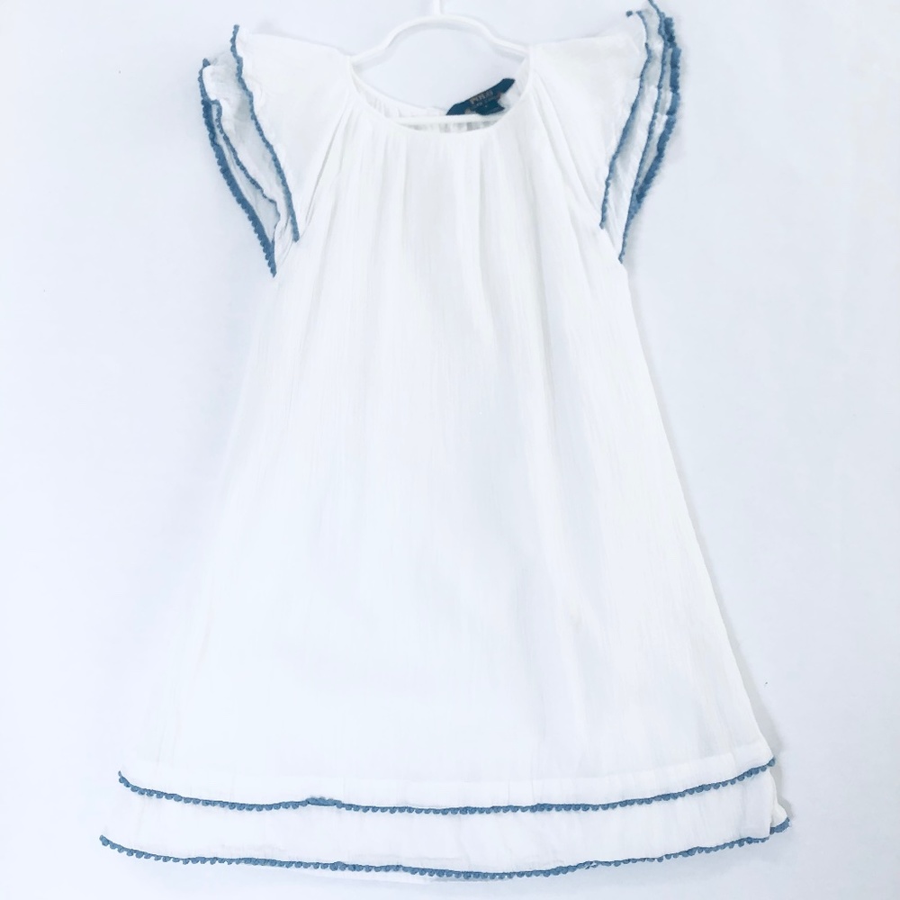 Polo by Ralph Lauren White Cotton Ruffled Cap Sleeves EUC